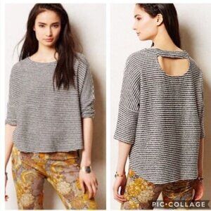 Anthropologie Deletta Striped Back Cutout Dolman Knit Top‎ Hi Low Womens Size S
